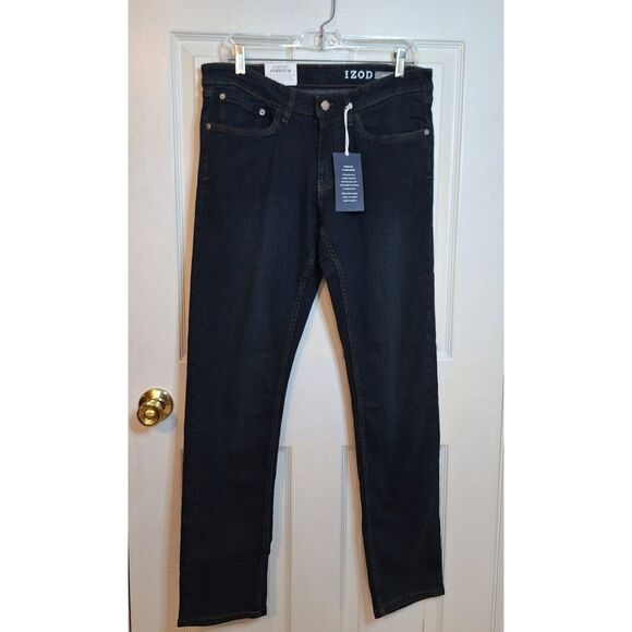 Izod Dark Wash Blue Denim Sport Flex Comfort Stretch Slim Fit Jeans Size 30x32 - Picture 1 of 11
